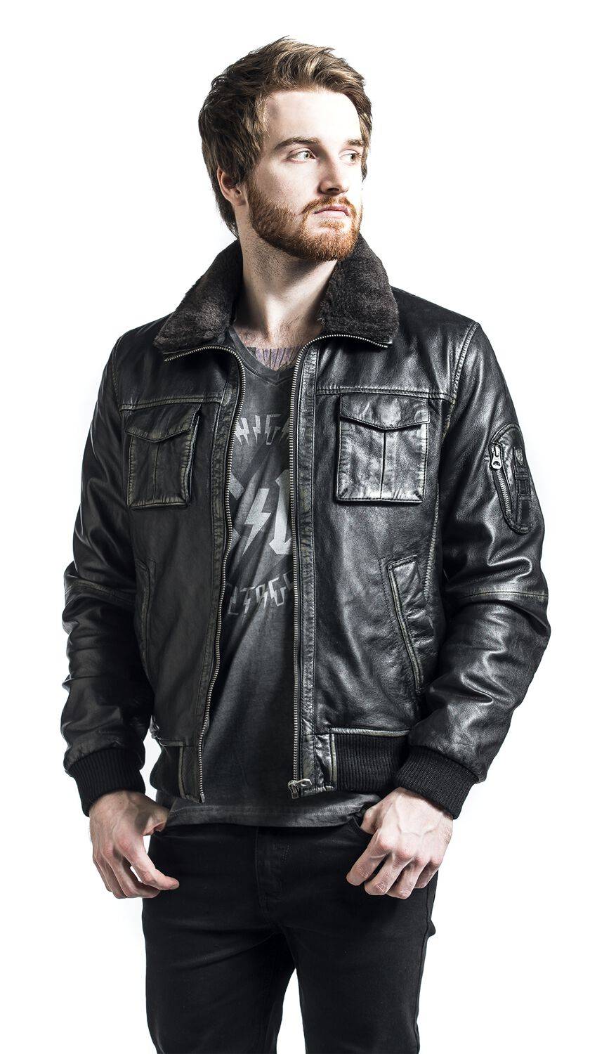 EMP "Maic Slim Fit LROV W" Lederjacke Schwarz Von Gipsy
