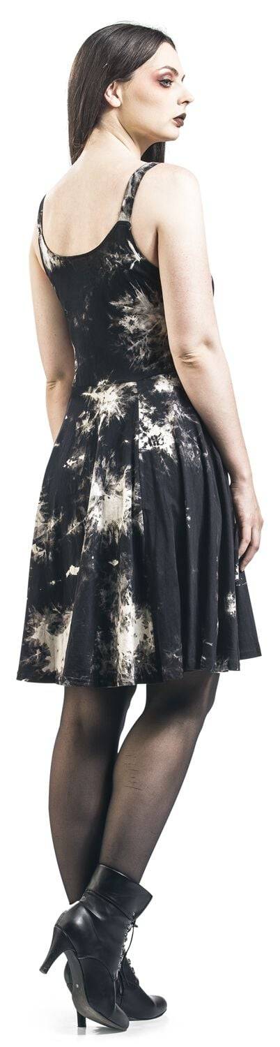 EMP "Malin Tie Dye Dress" Kurzes Kleid Schwarz/weiß Von Chemical Black