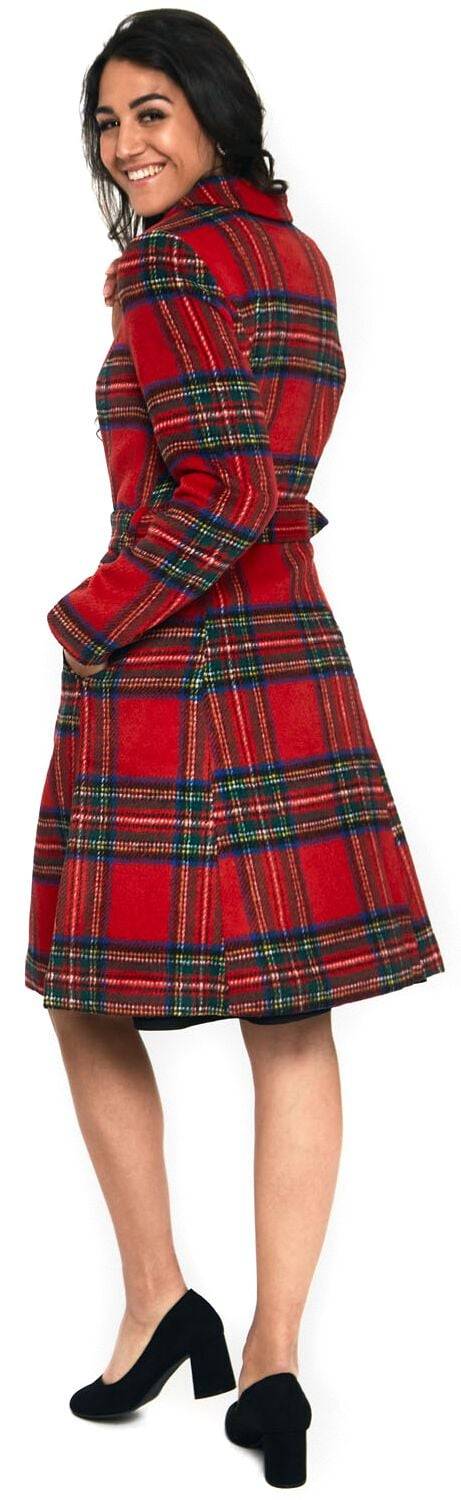 EMP "Margaret Red Plaid Coat With Removable Bow" Mantel Multicolor Von Voodoo Vixen