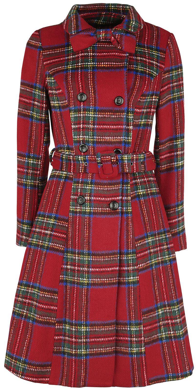 EMP "Margaret Red Plaid Coat with Removable Bow" Mantel multicolor von Voodoo Vixen