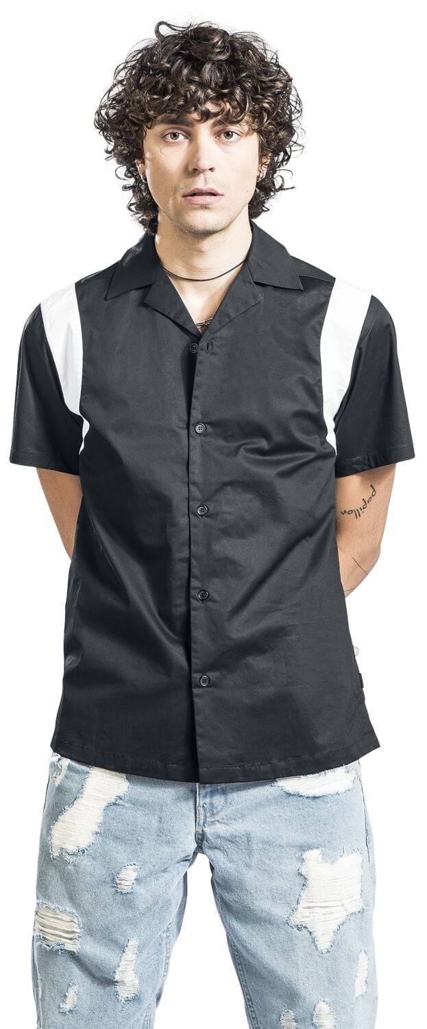 EMP "Marty Bowling Shirt" Kurzarmhemd Schwarz/weiß Von Chet Rock
