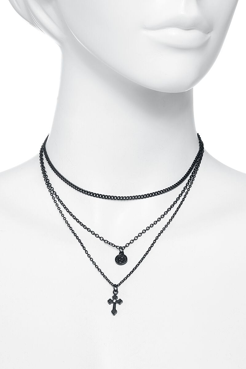 EMP "Matt Black Cross" Halskette Schwarz Von Gothicana By EMP