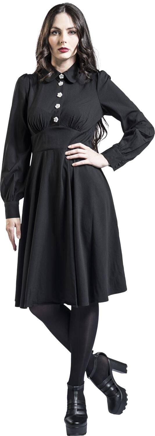 EMP "Mia Midi Dress" Mittellanges Kleid Schwarz Von Hell Bunny
