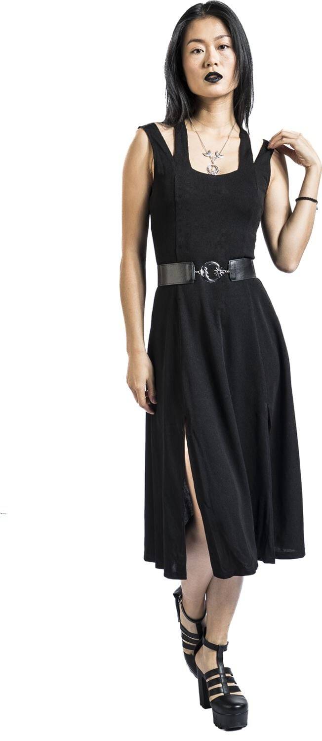 EMP "Midi Dress With Shoulder Slashes" Mittellanges Kleid Schwarz Von Jawbreaker