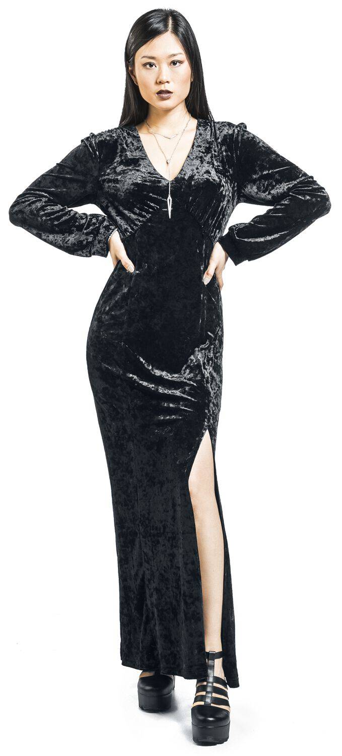 EMP "Miley Black Dress" Langes Kleid Schwarz Von Timeless London
