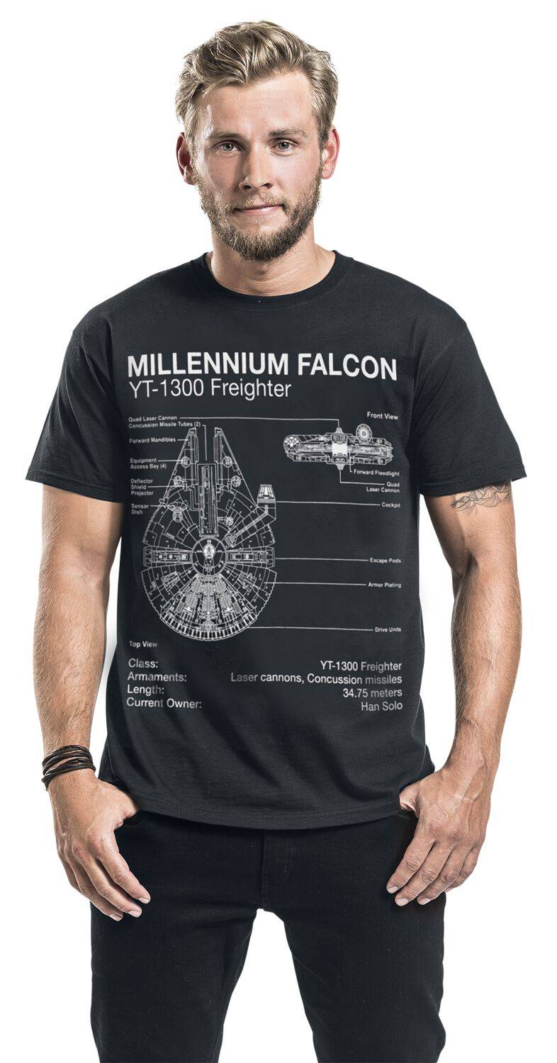 EMP "Millenium Falcon Sketch" T-Shirt Schwarz Von Star Wars