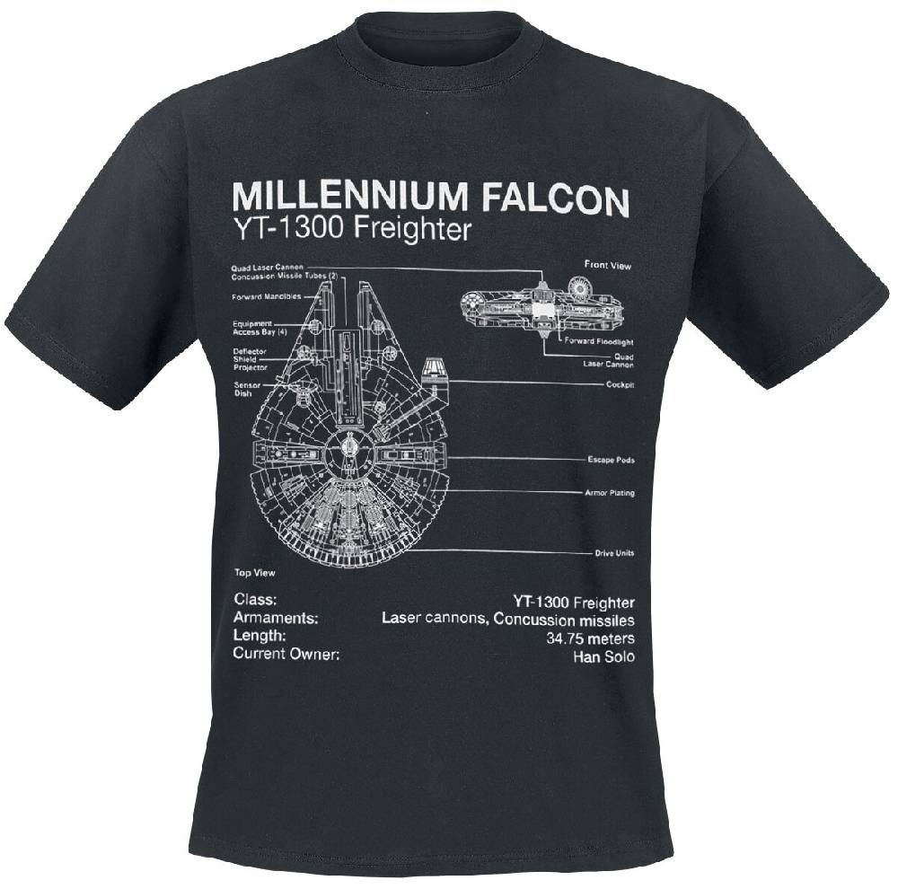 EMP "Millenium Falcon Sketch" T-Shirt schwarz von Star Wars