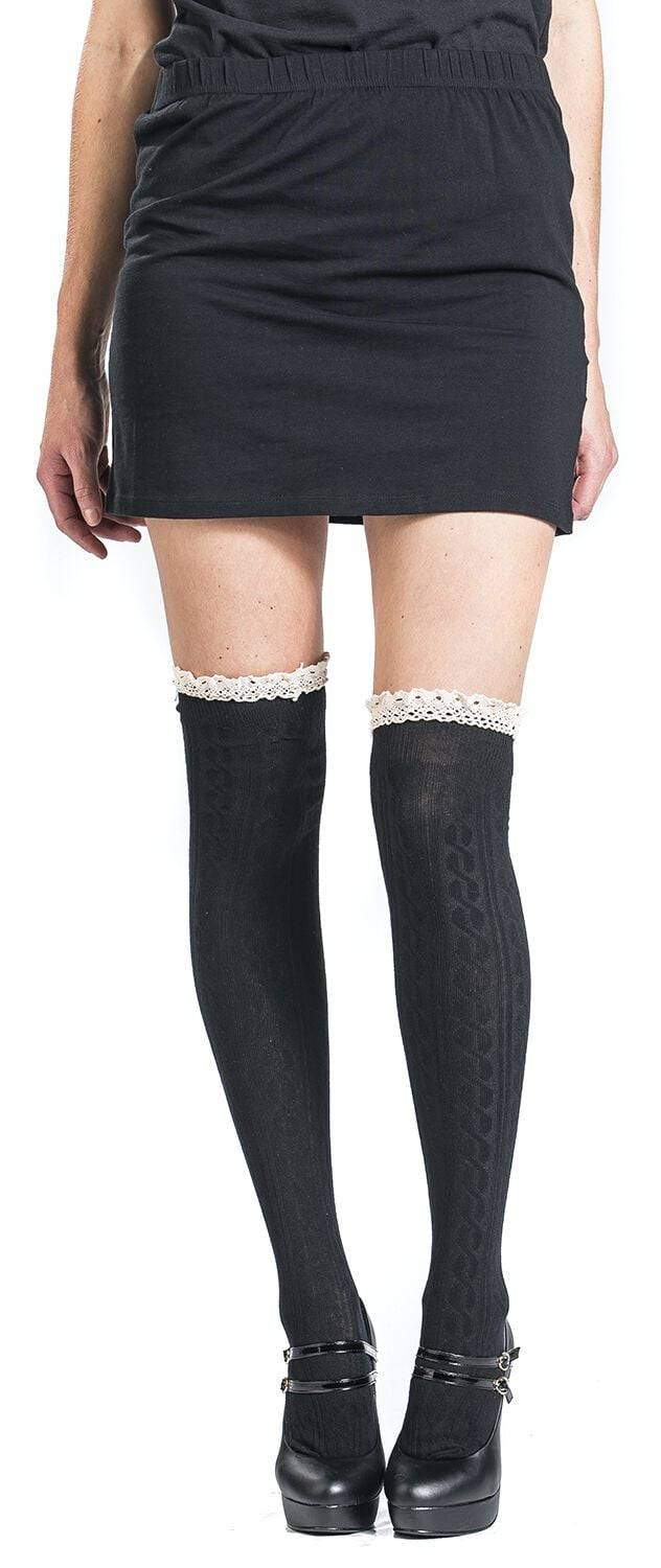 EMP "Mina Knee High Socks" Kniestrümpfe Schwarz Von Banned Retro
