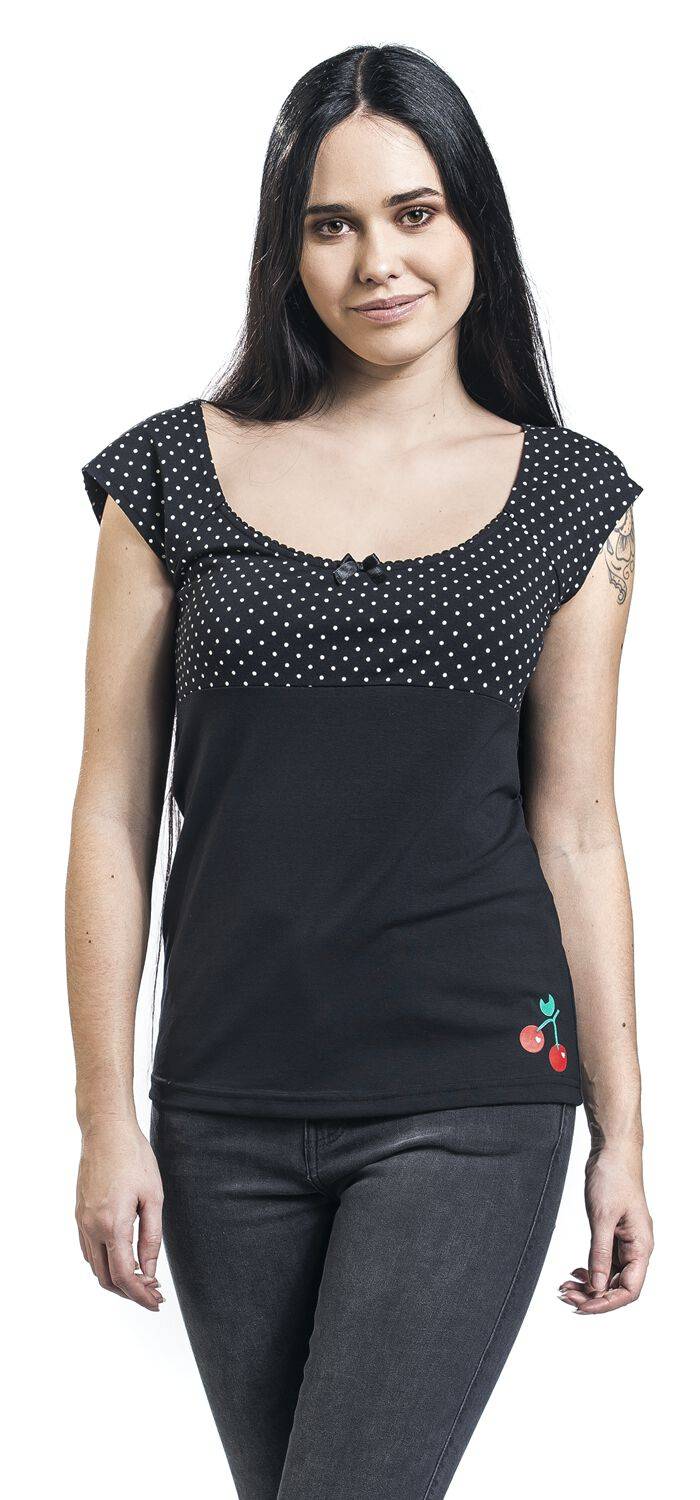 EMP "Mini Dots Evie Shirt" T-Shirt Schwarz Von Pussy Deluxe