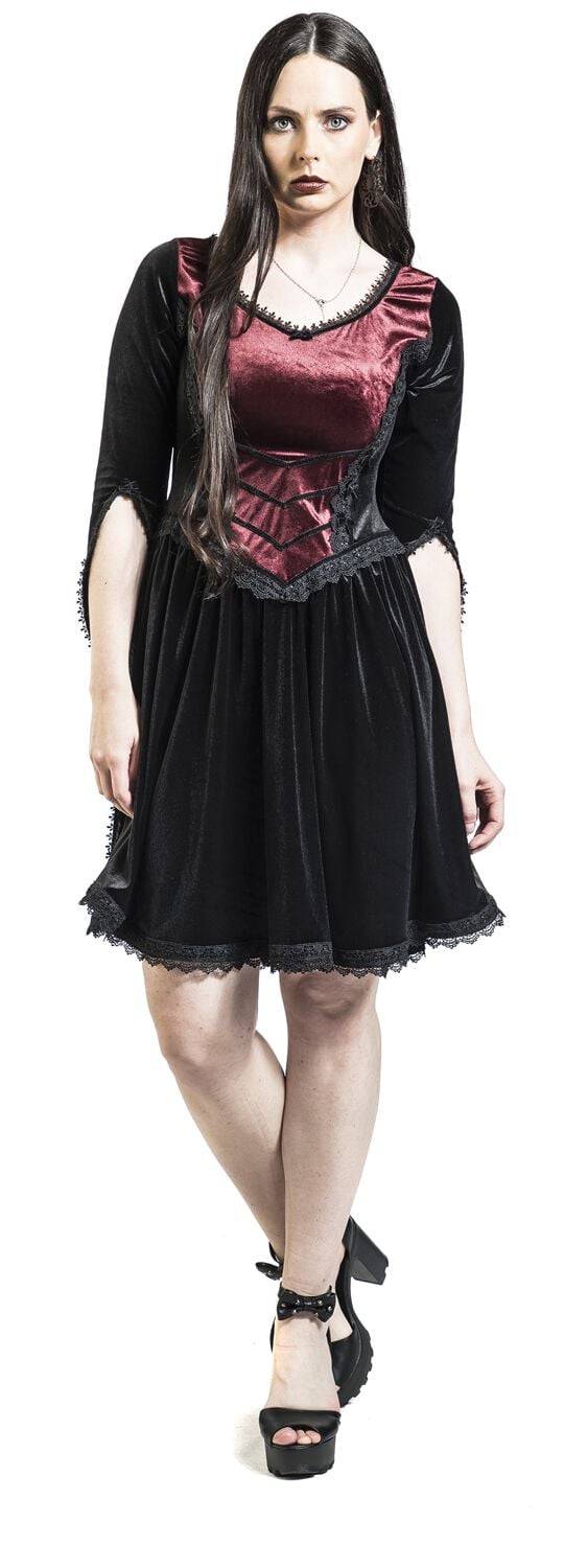 EMP "Minidress" Kurzes Kleid Schwarz/rot Von Sinister Gothic