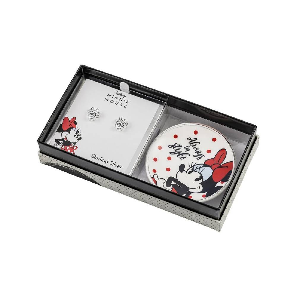 EMP "Minnie Maus - Ohrstecker mit Schmucktablett" Ohrstecker silberfarben von Micky Maus