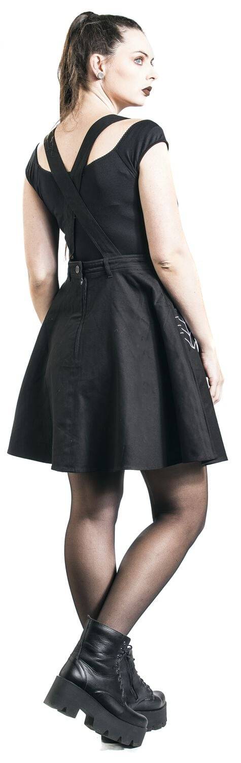 EMP "Miss Muffet Pinafore Dress" Kurzes Kleid Schwarz Von Hell Bunny