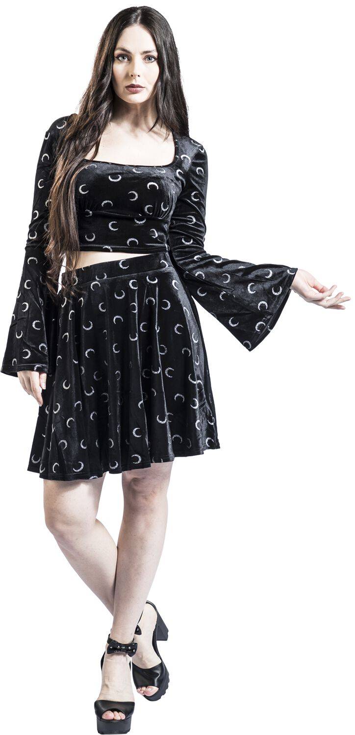 EMP "Misty Moon Top" Langarmshirt Schwarz/weiß Von Hell Bunny