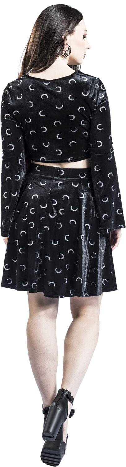EMP "Misty Moon Top" Langarmshirt Schwarz/weiß Von Hell Bunny