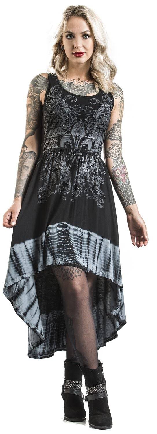 EMP Mittellanges Kleid Schwarz/weiß Von Rock Rebel By EMP