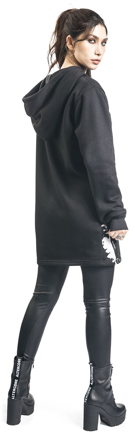 EMP "Moon Kitty Hood" Kapuzenpullover Schwarz/weiß Von Heartless