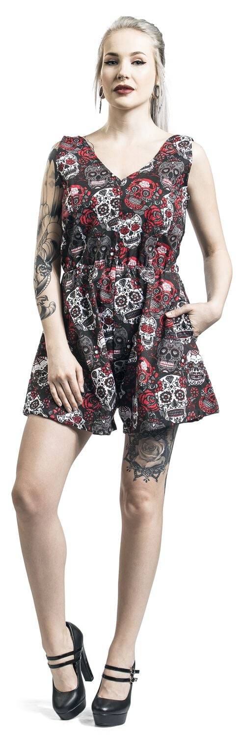 EMP "Mortal Playsuit" Jumpsuit Schwarz/rot Von Rockabella