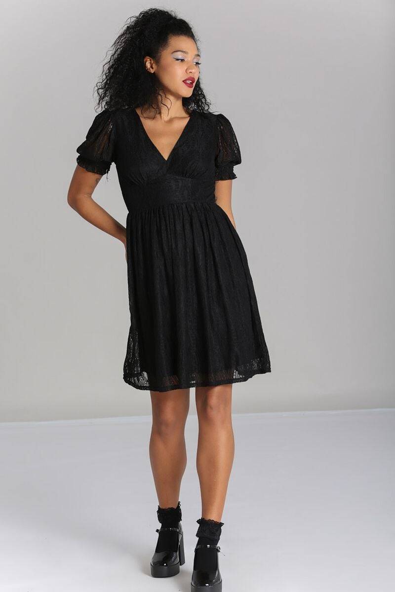 EMP "Mortem Mini Dress" Kurzes Kleid Schwarz Von Hell Bunny