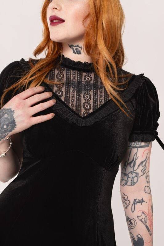 EMP "Mourning Dress" Kurzes Kleid Schwarz Von Hell Bunny
