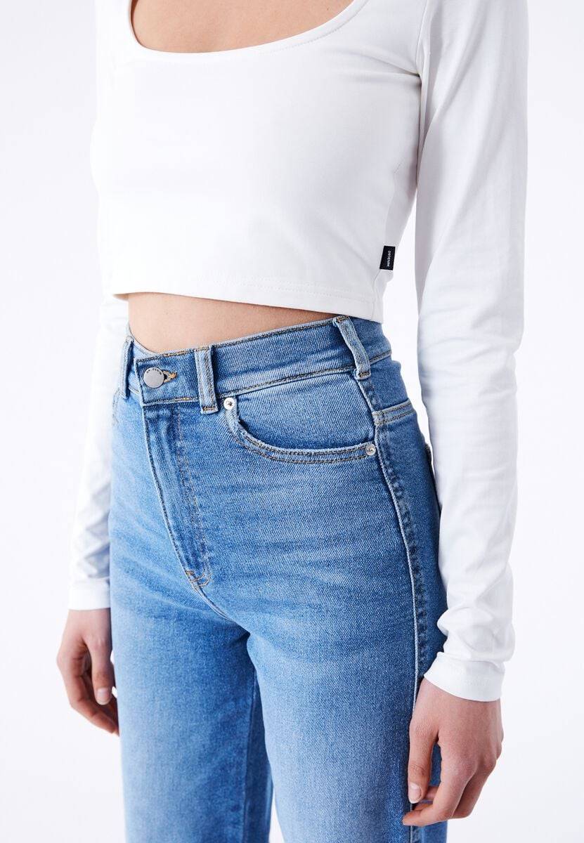 EMP "Moxy Straight Cape Sky Worn Hem" Jeans Blau Von Dr. Denim