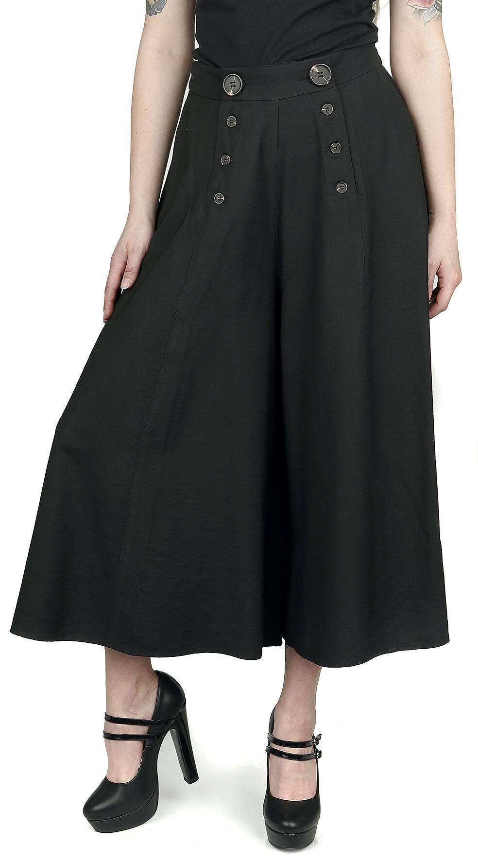 EMP "Murphy Culottes" Stoffhose Schwarz Von Hell Bunny