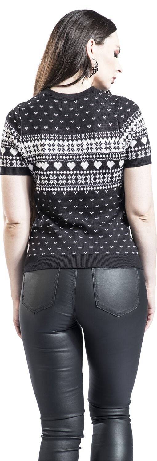 EMP "Natalie Top" T-Shirt Schwarz/weiß Von Hell Bunny
