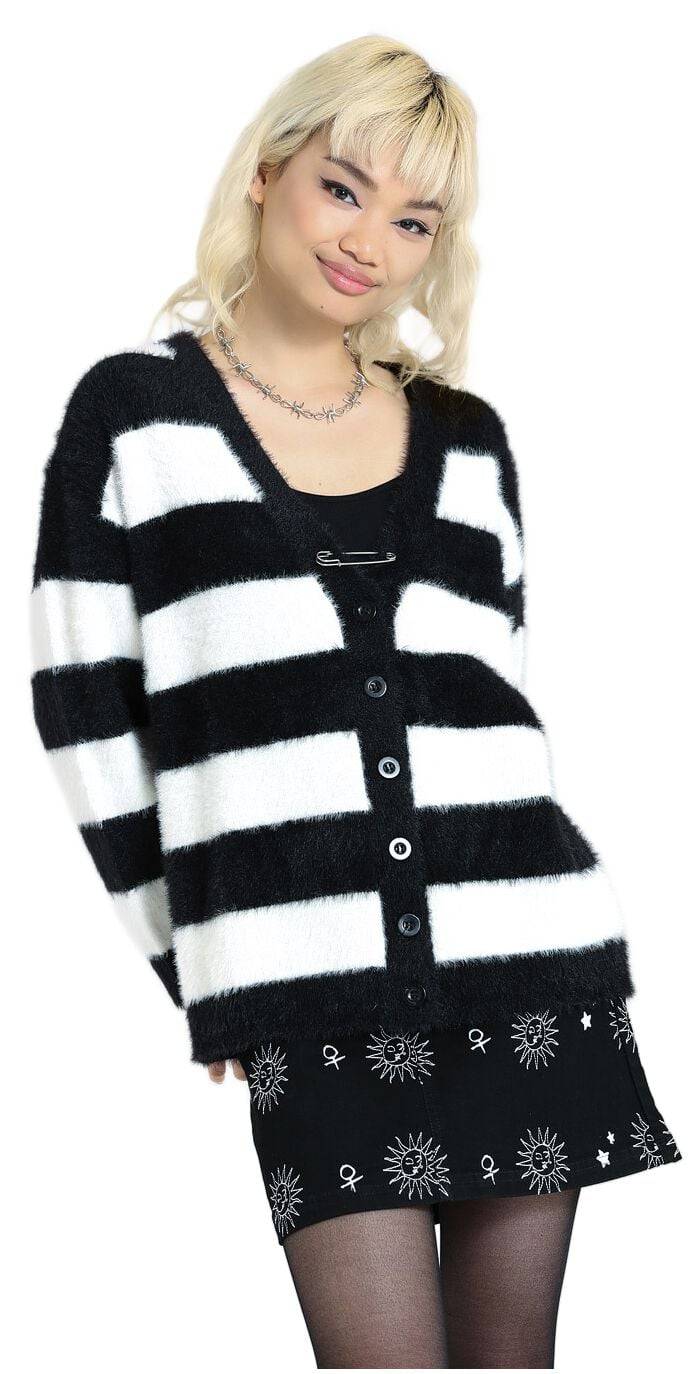 EMP "Nevermind Cardigan" Cardigan Schwarz/weiß Von Hell Bunny
