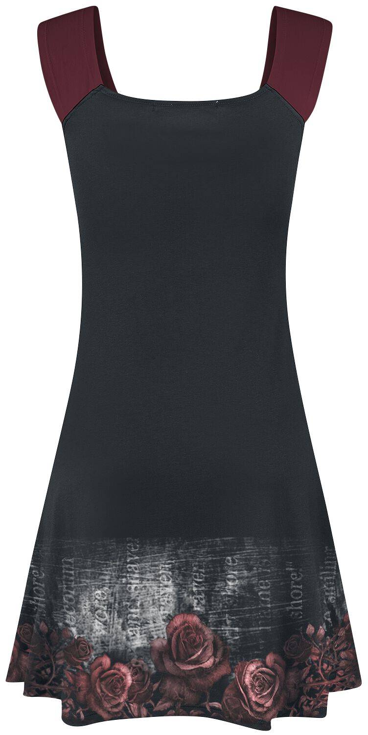 EMP "Nevermore" Kurzes Kleid Schwarz/bordeaux Von Alchemy England