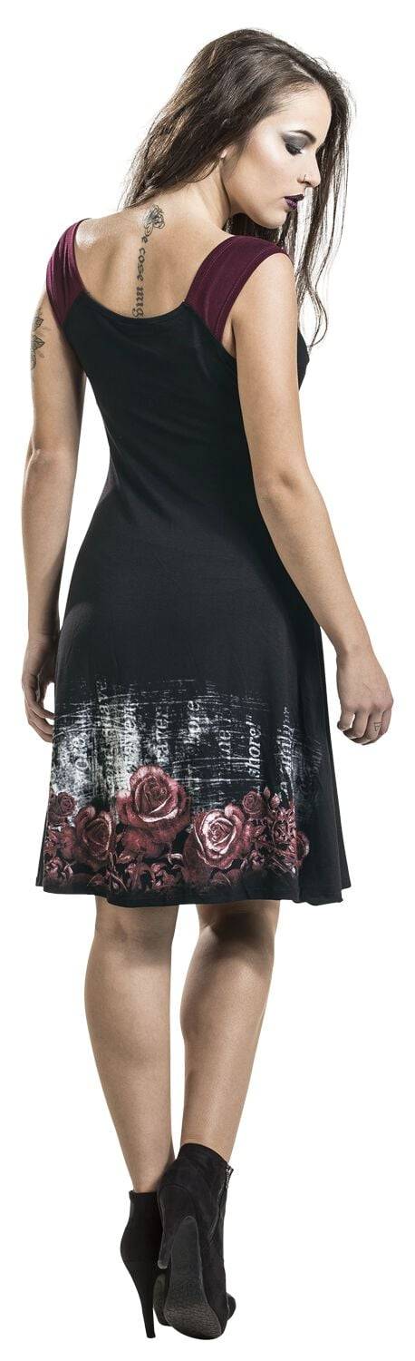 EMP "Nevermore" Kurzes Kleid Schwarz/bordeaux Von Alchemy England