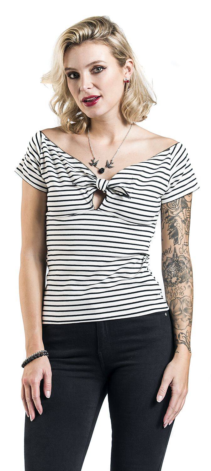 EMP "New Dolly Top" T-Shirt Schwarz/weiß Von Hell Bunny