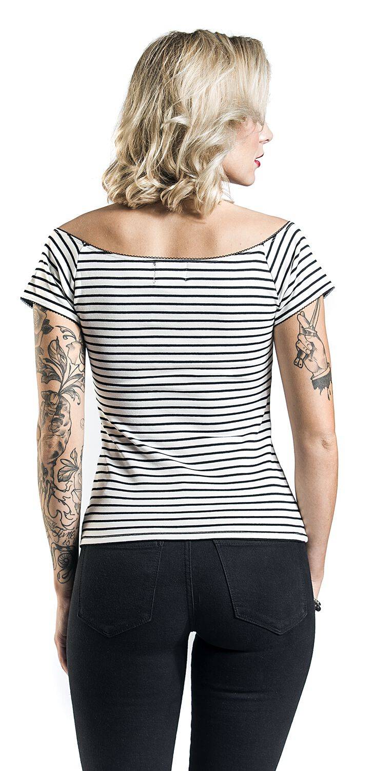 EMP "New Dolly Top" T-Shirt Schwarz/weiß Von Hell Bunny