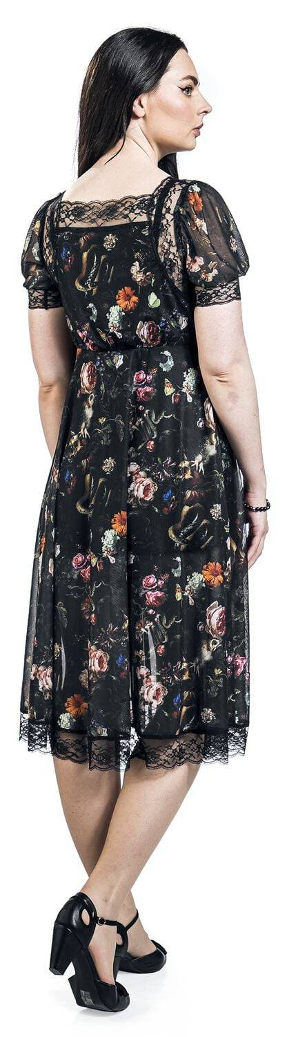 EMP "Night Garden Print Midi Dress" Mittellanges Kleid Multicolor Von Jawbreaker
