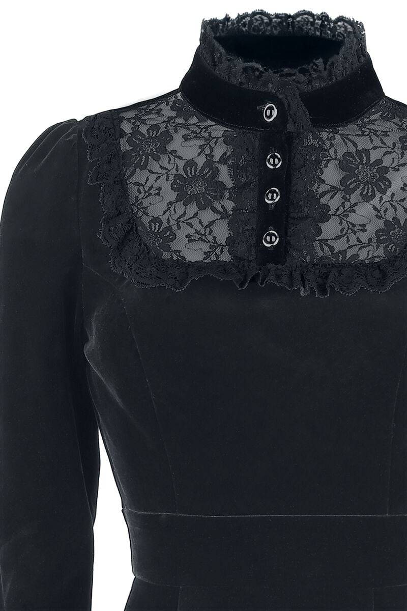 EMP "Nightshade Velvet Dress" Mittellanges Kleid Schwarz Von H&R London