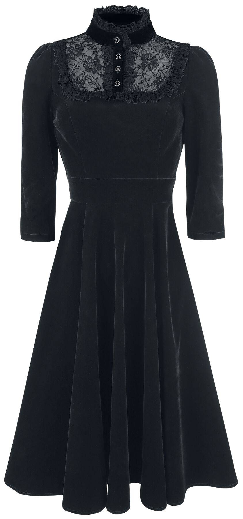 EMP "Nightshade Velvet Dress" Mittellanges Kleid schwarz von H&R London