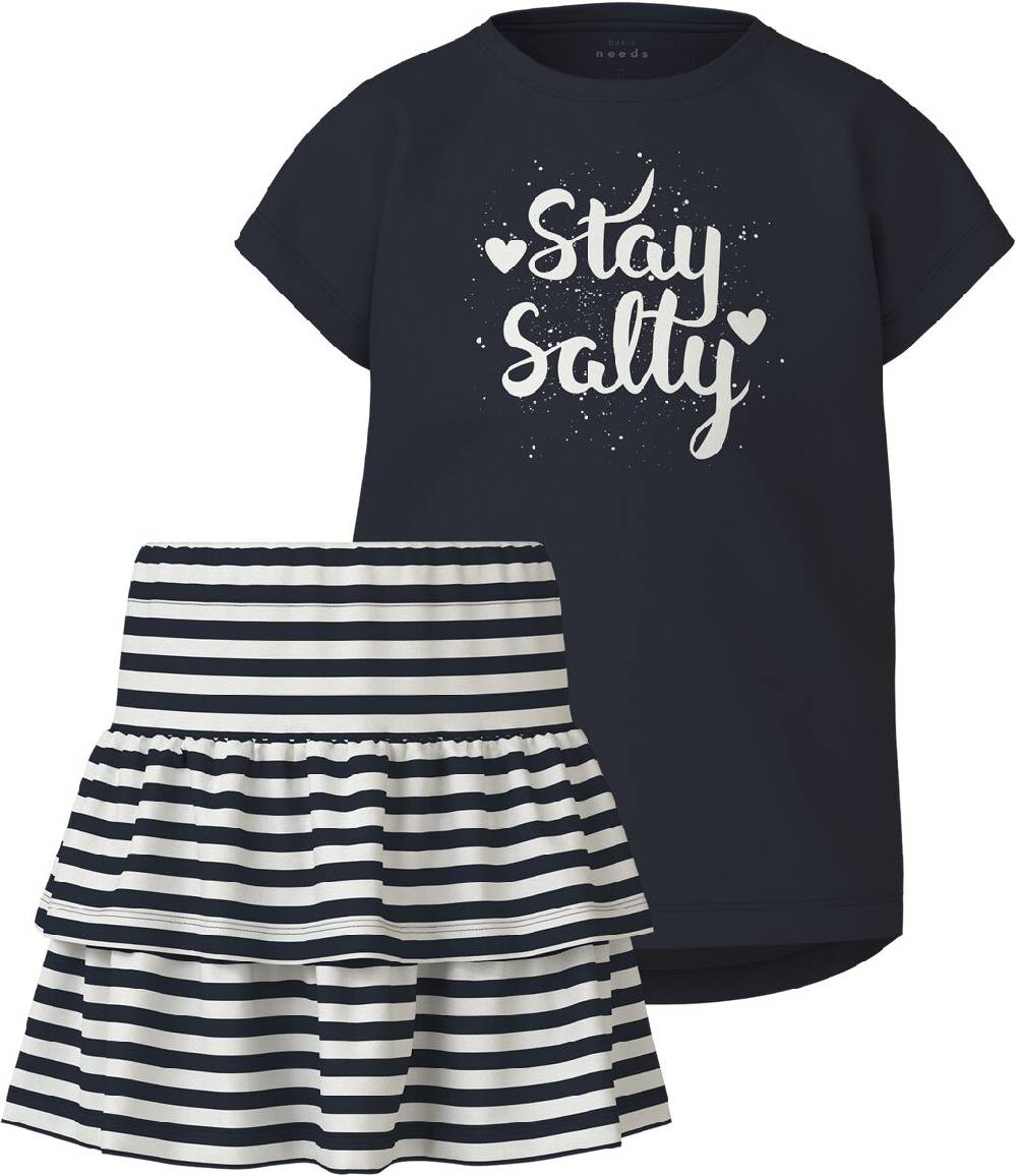 EMP "NKFVigea Capsl Top & Skirt" T-Shirt blau/weiß von name it