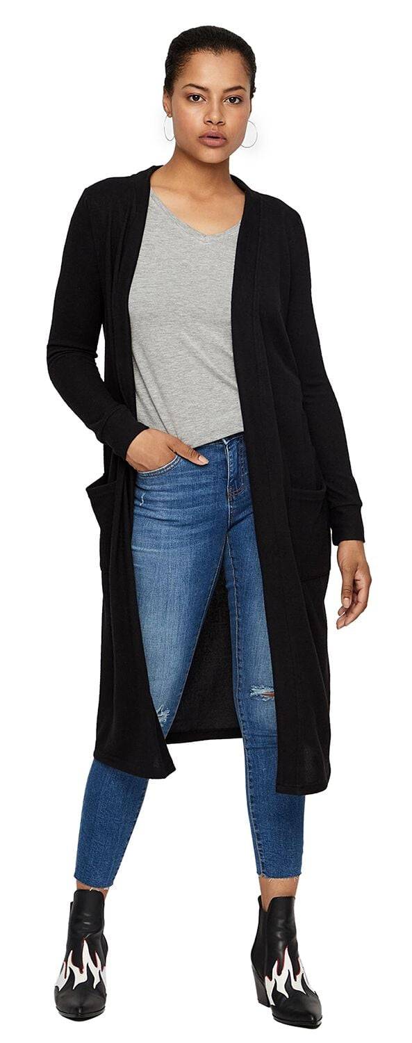 EMP "NMCity Long Cardigan" Cardigan Schwarz Von Noisy May