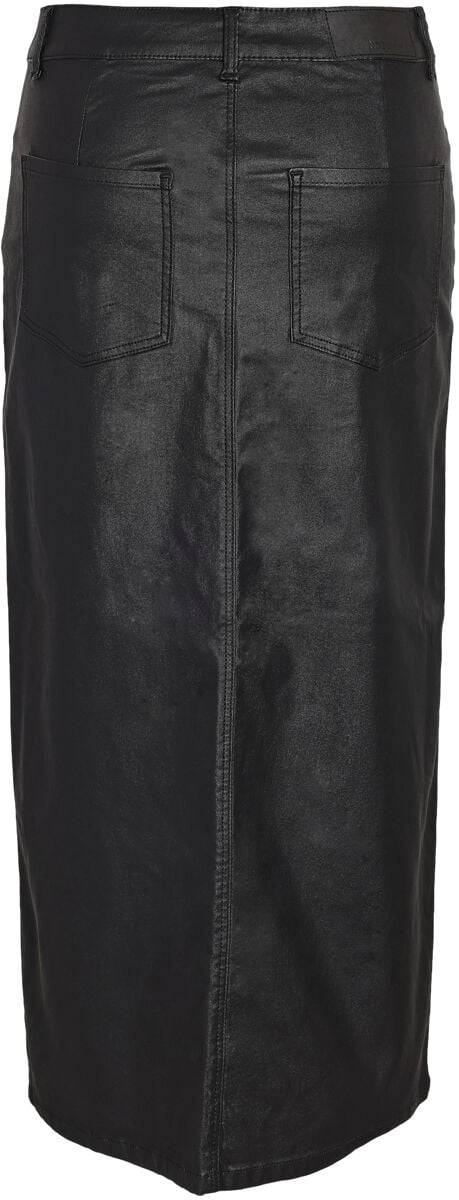 EMP "NMKath NW Slit Long Skirt Coated BL NOOS" Mittellanger Rock schwarz von Noisy May