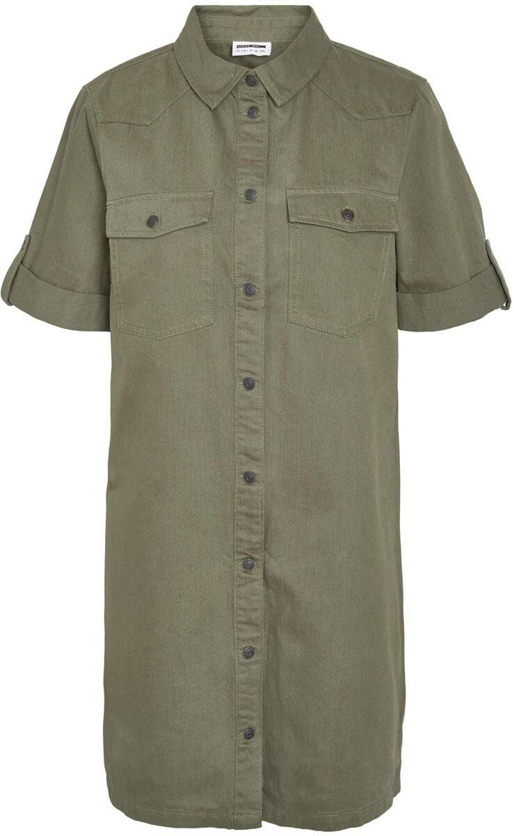 EMP "NMNEw Signe S/S Denim Dress CLR NOOS" Kurzes Kleid oliv von Noisy May