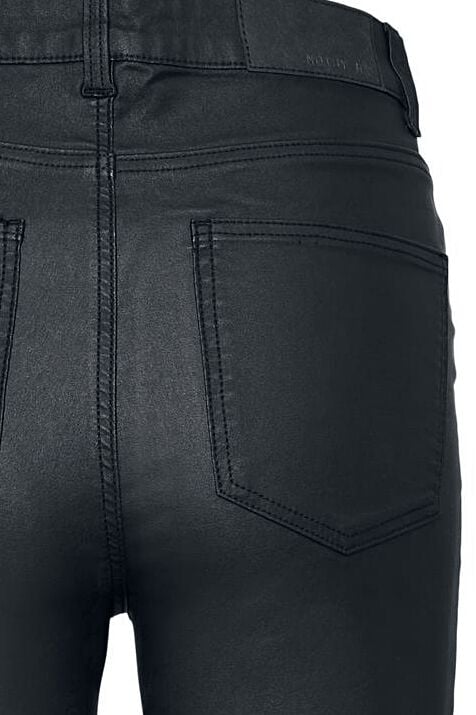 EMP "NMSallie High Waist Flare Coated Pants" Kunstlederhose Schwarz Von Noisy May