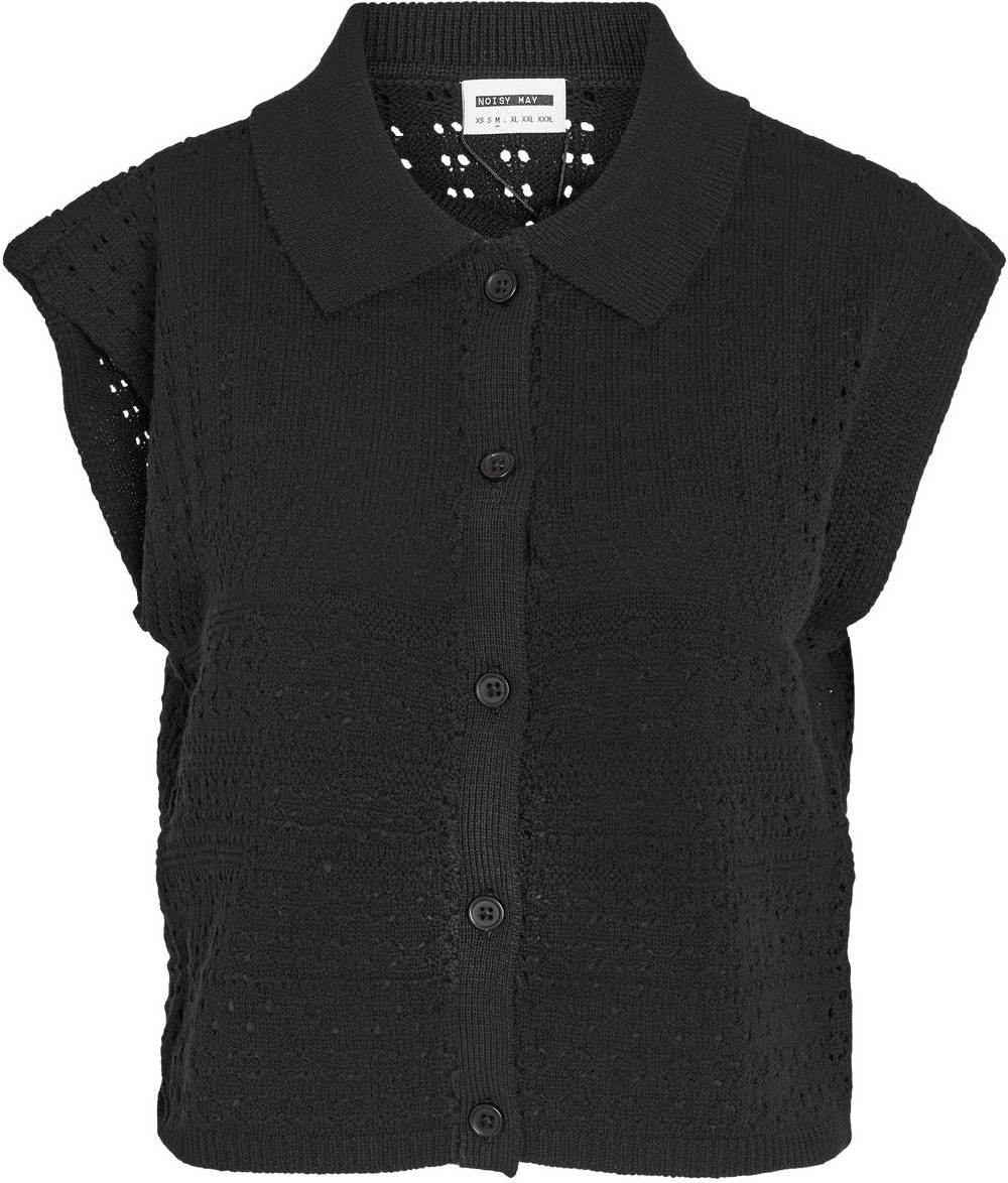 EMP "NMVega S/L Polo Knit Cardigan FWD" Kurzarmhemd schwarz von Noisy May