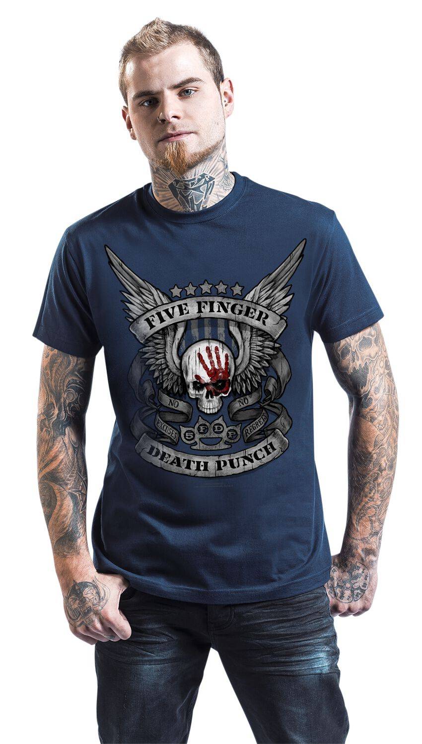 EMP "No Regrets" T-Shirt Navy Von Five Finger Death Punch
