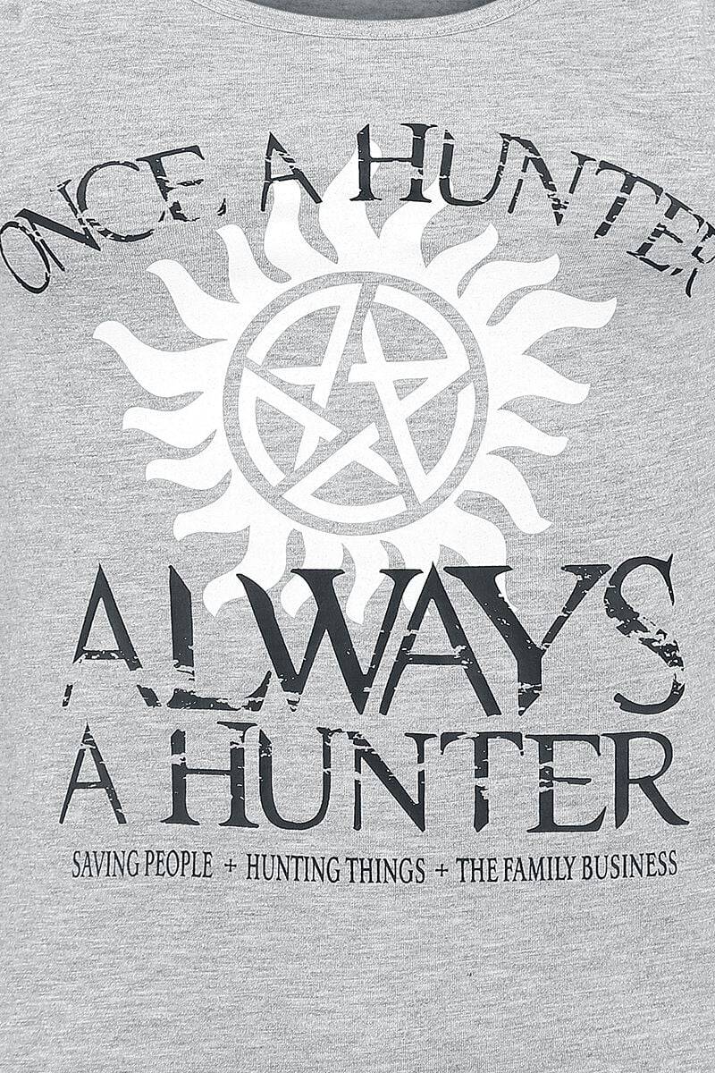 EMP "Once A Hunter Always A Hunter" Schlafanzug Hellgrau Meliert/schwarz Von Supernatural