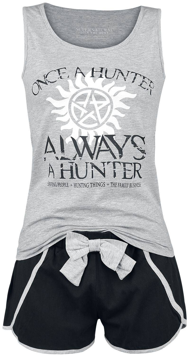EMP "Once A Hunter Always A Hunter" Schlafanzug hellgrau meliert/schwarz von Supernatural