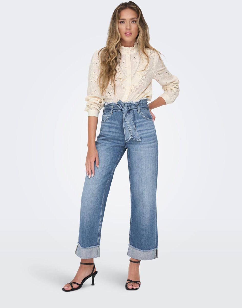 EMP "Onlmaddie Ex HW Wide Belt Fold UP DNM" Jeans Blau Von Only