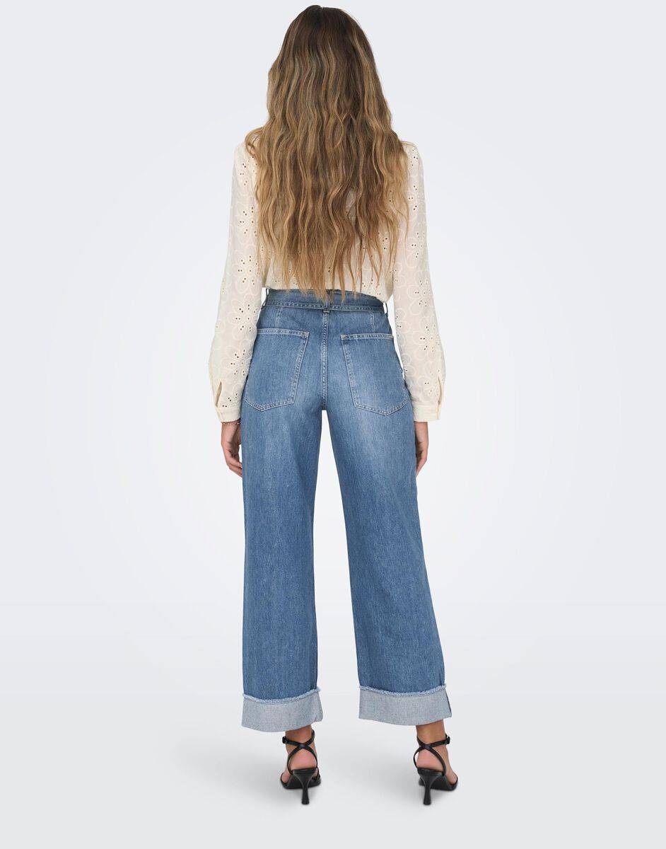 EMP "Onlmaddie Ex HW Wide Belt Fold UP DNM" Jeans Blau Von Only