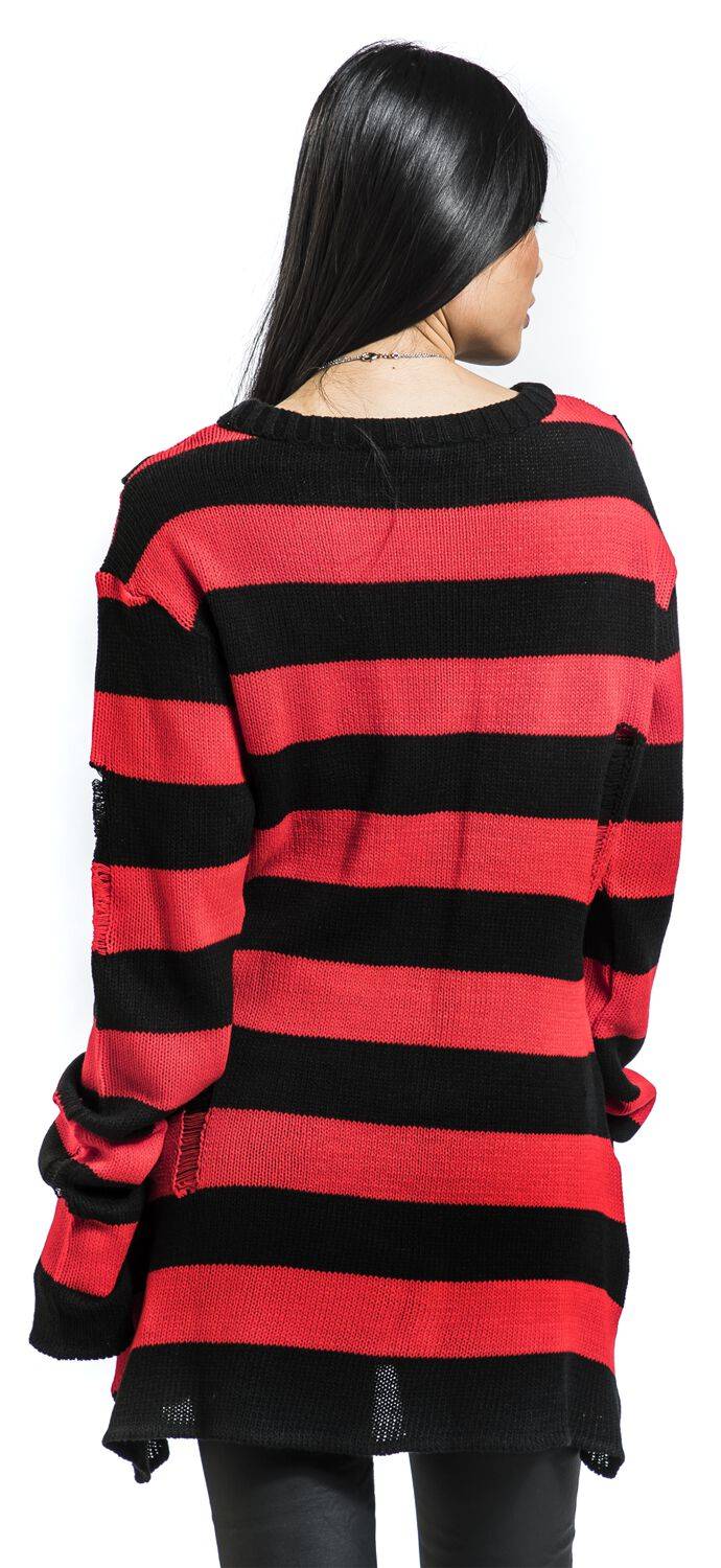 EMP "Oriana Jumper" Strickpullover Rot/schwarz Von Heartless