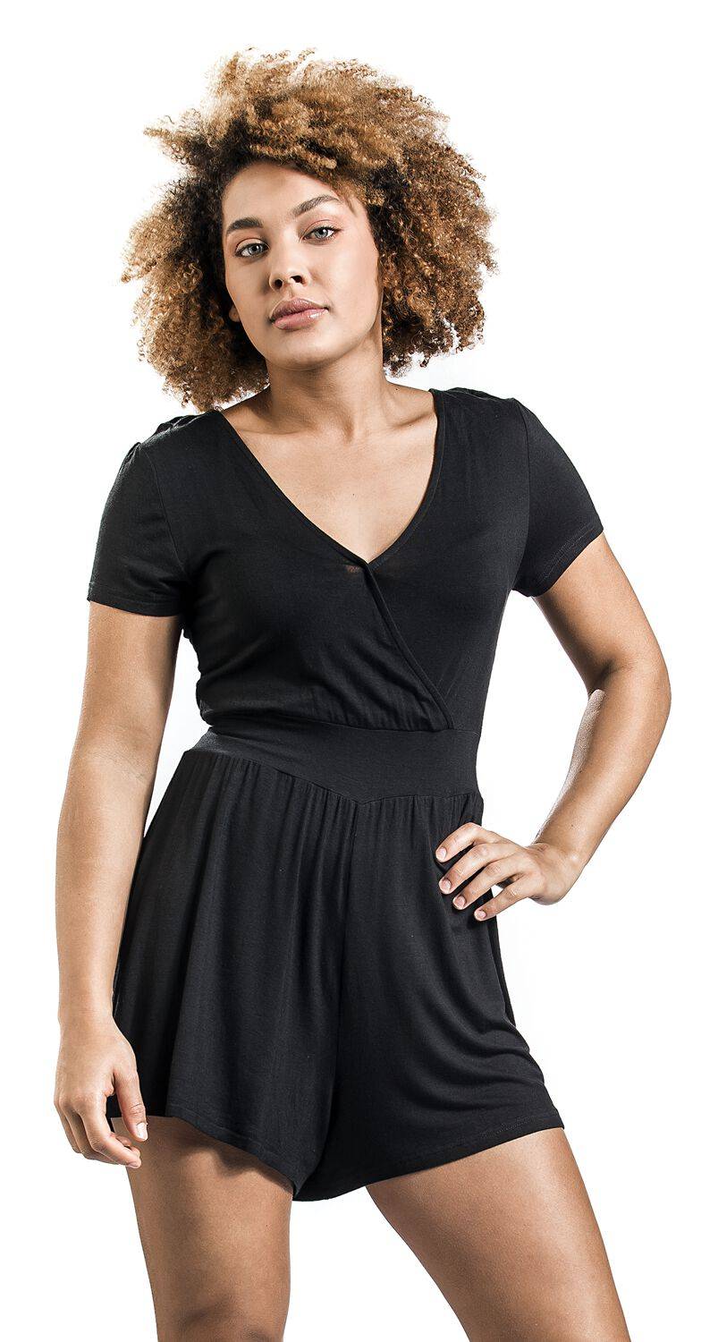 EMP "Overlay Back Knotted Short Jump Suit" Jumpsuit Schwarz Von Forplay