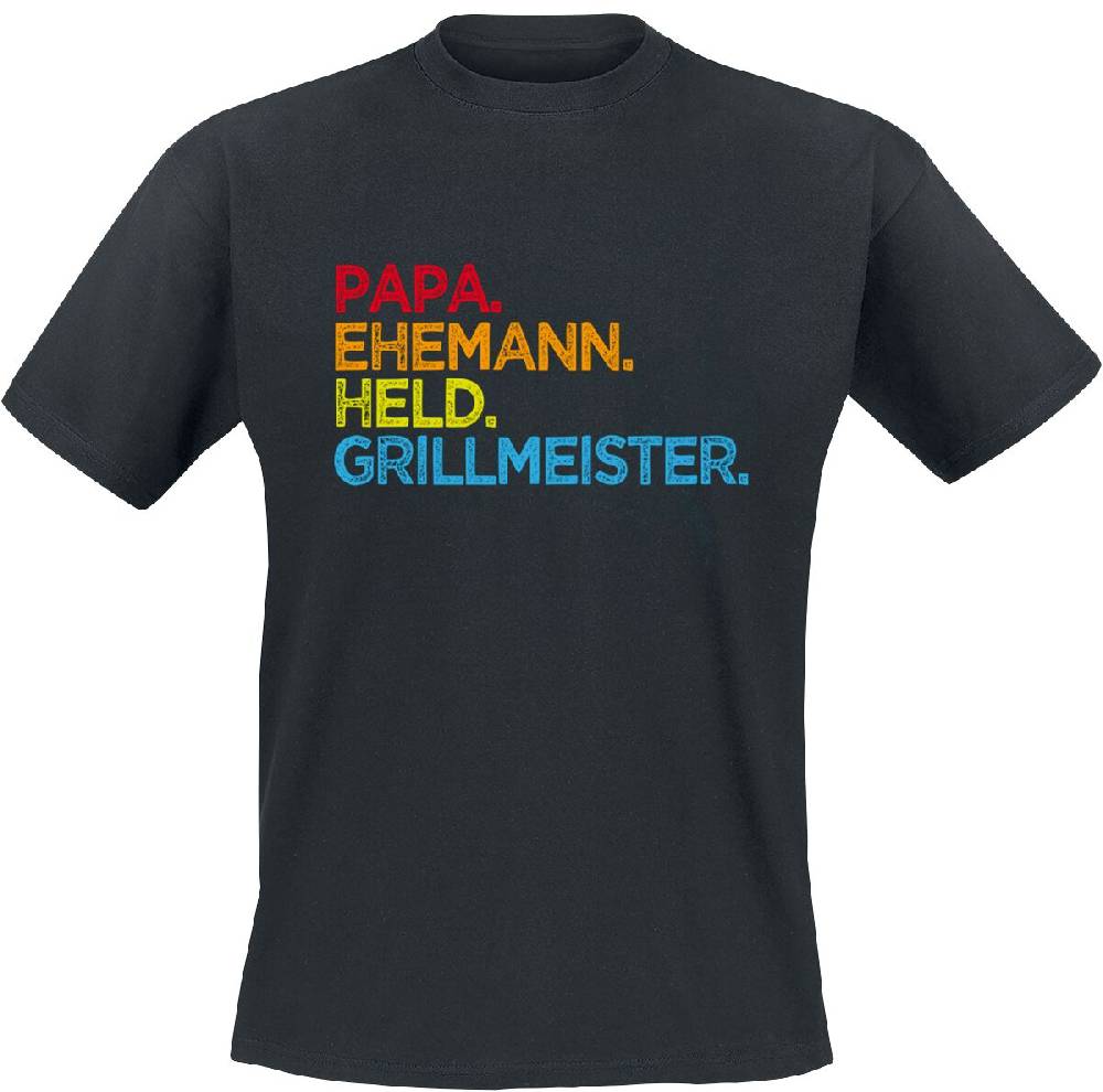 EMP "Papa. Ehemann. Held. Grillmeister" T-Shirt schwarz von Familie & Freunde
