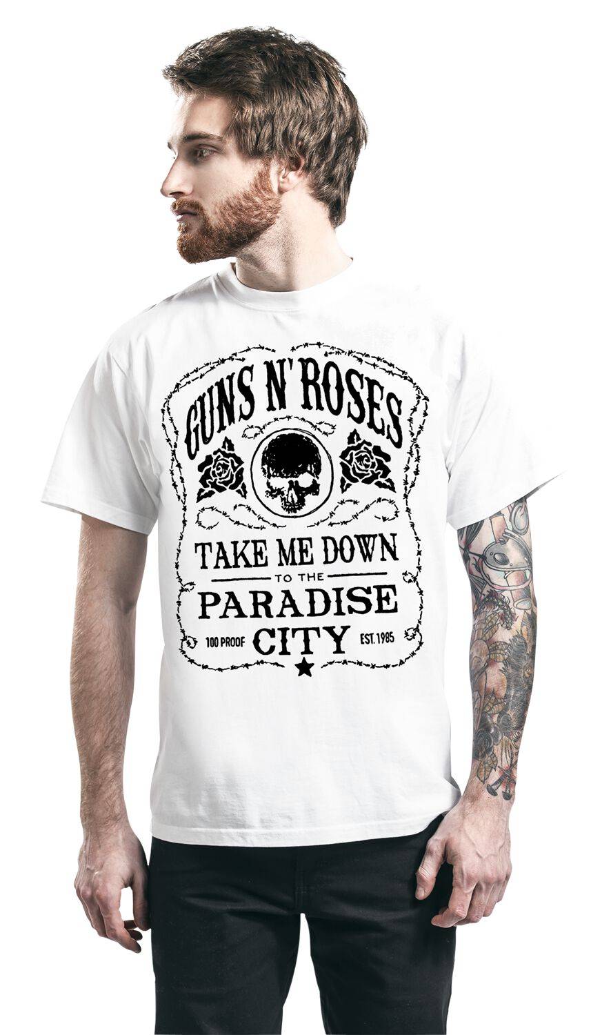 EMP "Paradise City Skull Label" T-Shirt Weiß Von Guns N' Roses