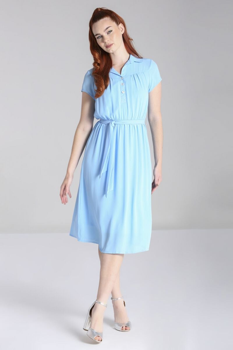 EMP "Pearl Dress" Mittellanges Kleid Blau Von Hell Bunny